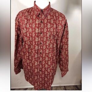 Vintage CHAPS RALPH LAUREN rust burgundy printed button down size M